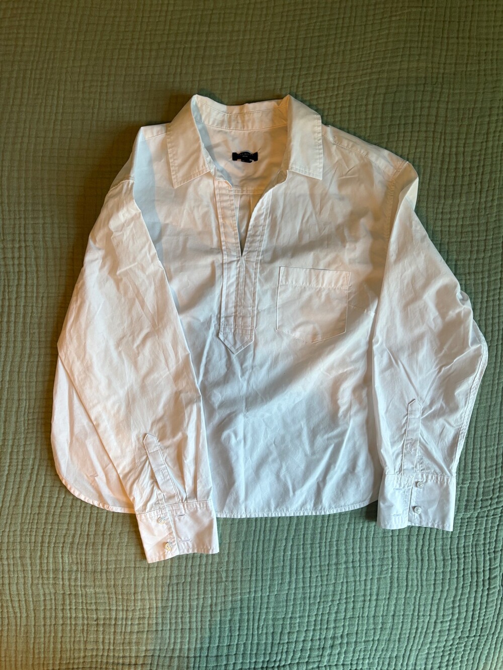 Talbots Popover Shirt Small Petite White Long Sleeve